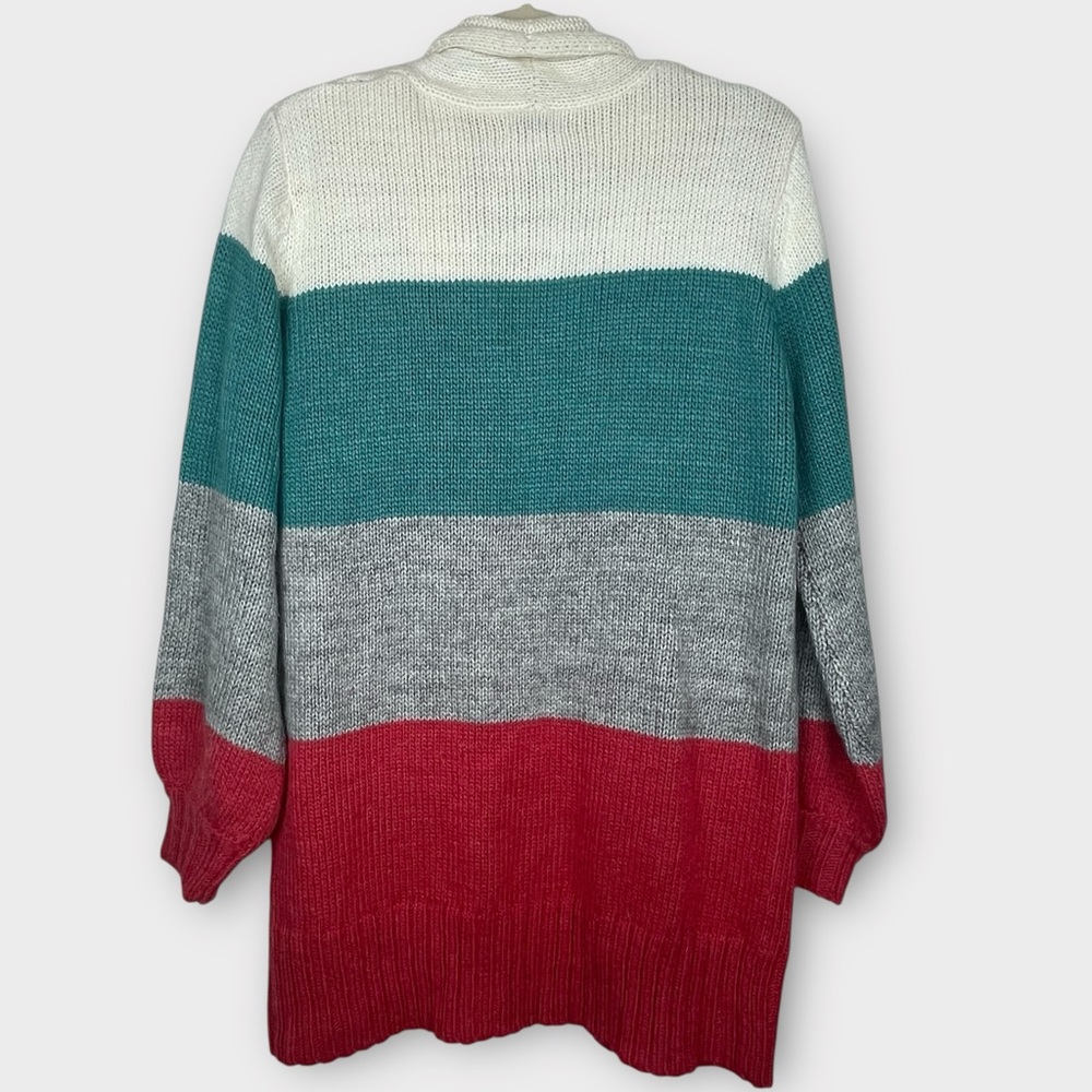 Andree By Unit Colorblock Cardigan Open Front Pockets NWT Women’s Small - Picture 2 of 4